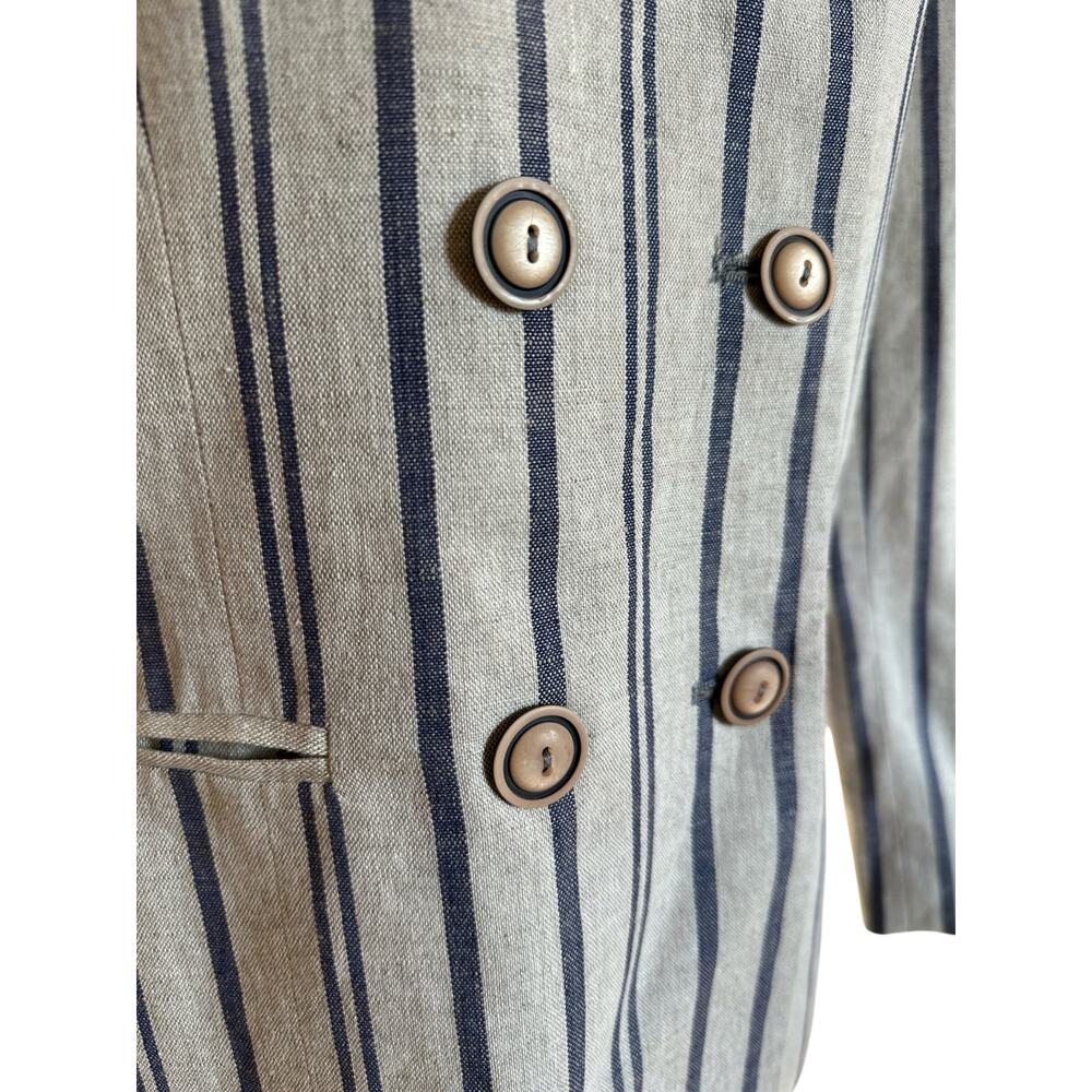 Harve Bernard 2pc. Linen & Cotton Striped Jacket & Skirt Set, Size 4 - Picture 4 of 10